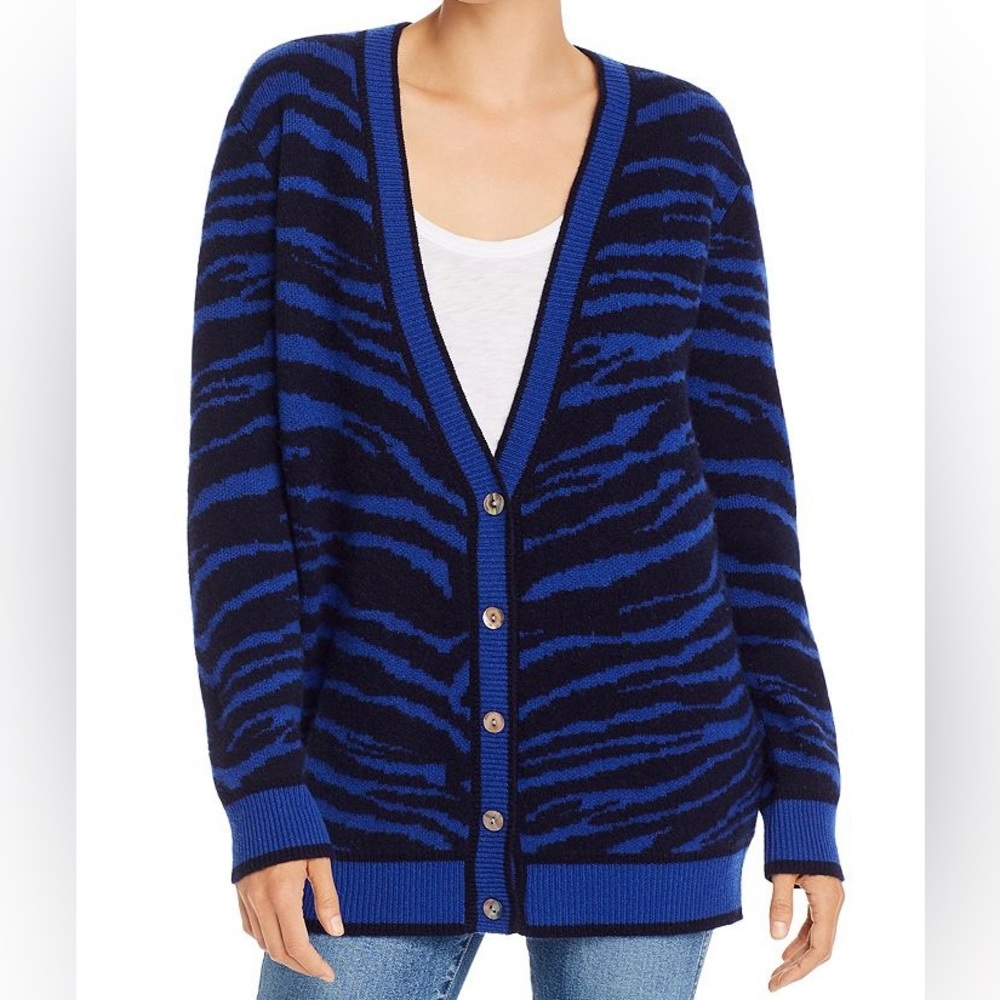 Madeleine Thompson Zebra Print Cashmere Cardigan